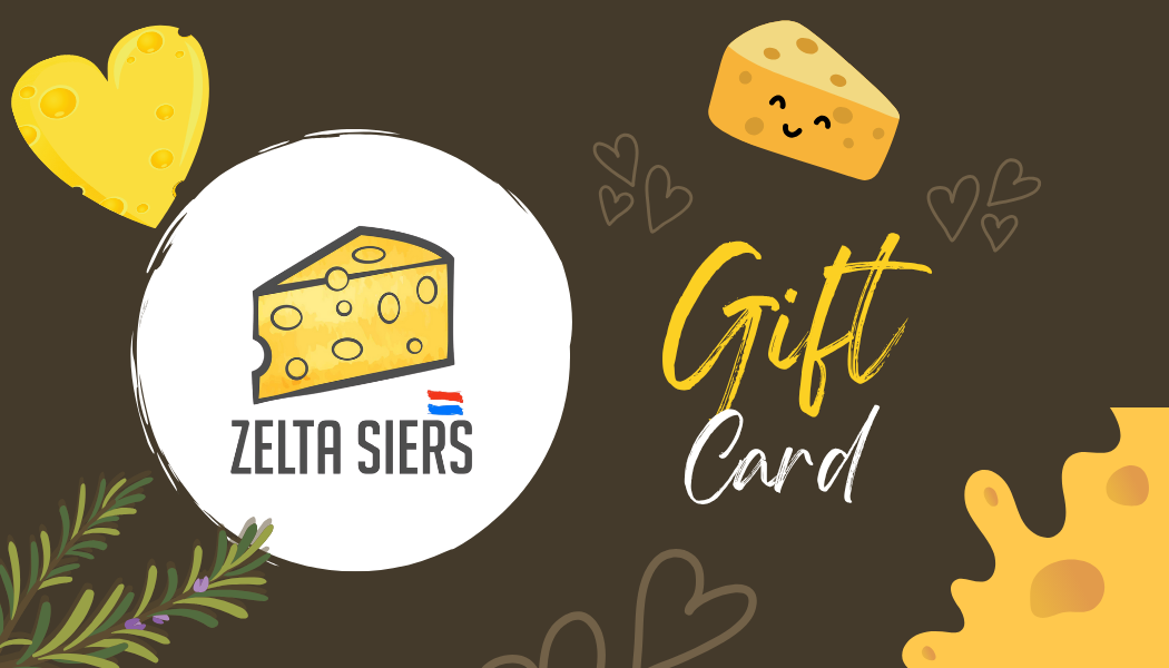 Zelta Siers dāvanu karte ar holandiešu siera dizainu – ideāli siera cienītājiem